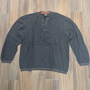 Harley-Davidson Gray Long Sleeve Henley Cashmere Blend Sweater, Size 2XL